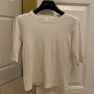 Korean Style Ribbed White Tee